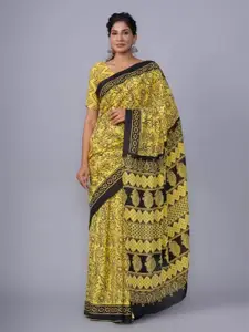 JALTHER Ethnic Motifs Pure Cotton Block Print Saree