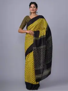 JALTHER Geometric Block Print Saree