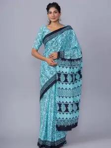 JALTHER Floral Pure Cotton Block Print Saree