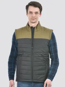Numero Uno Colourblocked Mock Collar Lightweight Puffer Jacket