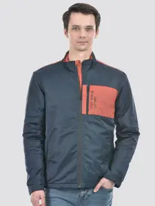 Numero Uno Colourblocked Mock Collar Lightweight Tailored Jacket