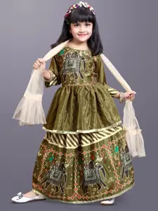 BAESD Girls Printed Ready to Wear Lehenga & Blouse With Dupatta