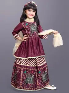 BAESD Girls Printed Ready to Wear Lehenga & Blouse With Dupatta