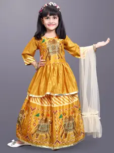 BAESD Girls Printed Ready to Wear Lehenga & Blouse With Dupatta