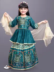 BAESD Girls Ethnic Motifs Printed Ready to Wear Lehenga & Blouse With Dupatta