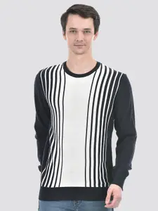 Numero Uno Vertical Striped Long Sleeves Cotton Pullover Sweater