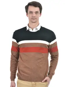 Numero Uno Colourblocked Long Sleeves Acrylic Pullover Sweater