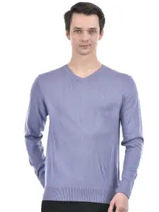 Numero Uno V-Neck Long Sleeves Acrylic Pullover Sweater