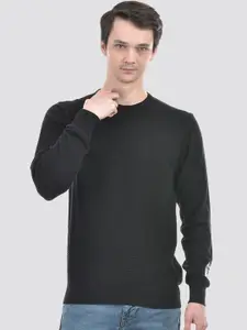 Numero Uno Open Knit Self Design Ribbed Pure Cotton Pullover