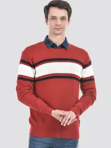 Numero Uno Striped Ribbed Pure Cotton Pullover