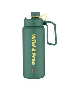 BERGNER Green & Yellow Stainless Steel Flask Printed Water Bottle 1 ltr