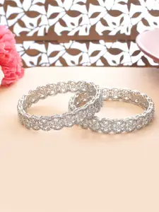 Voylla Set of 2 Silver-Plated Stone Studded Bangles