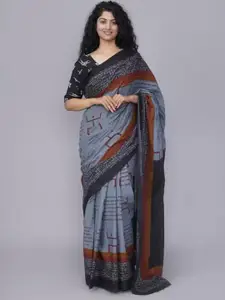 KIAARON Typography Printed Pure Cotton Saree