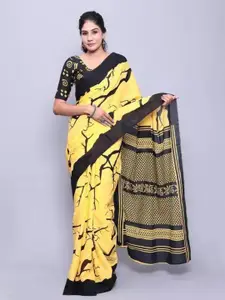 KIAARON Tie and Dye Block Print Saree