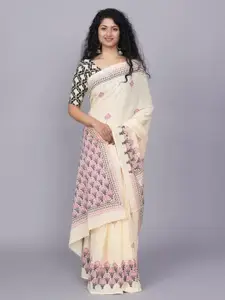 KIAARON Ethnic Motifs Block Print Saree