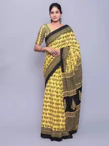 KIAARON Ethnic Motifs Block Print Saree