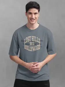 BULLMER Typography Printed Oversized Cotton T-shirt