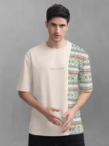 BULLMER Tribal Printed Oversized Cotton T-shirt