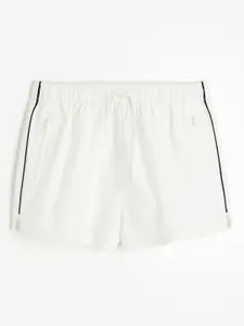 H&M Women Pure Cotton Piping-Detail Pull-On Shorts