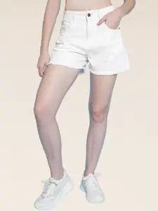 VESTIDO MODAS Women Slim Fit High-Rise Pure Cotton Denim Shorts