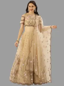 BAESD Floral Embroidered Semi-Stitched Lehenga & Unstitched Blouse With Dupatta