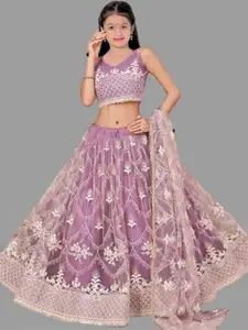 BAESD Girls Embroidered Thread Work Semi-Stitched Lehenga & Unstitched Blouse With Dupatta