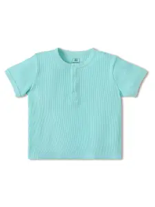 INCLUD Infant Boys Self Design Henley Neck Pure Cotton T-shirt