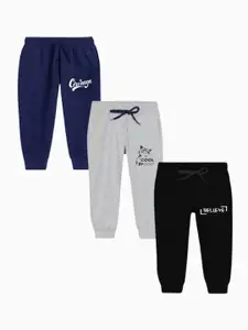 BAESD Boys Pack of 3 Printed Mid-Rise Pure Cotton Joggers