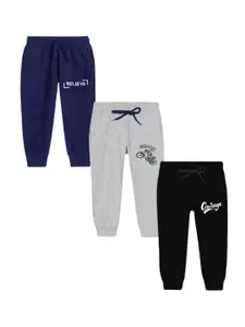 BAESD Boys Pack of 3 Graphic Printed Mid-Rise Pure Cotton Joggers