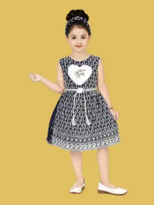 BAESD Girls Ethnic Motifs Embroidered Sleeveless Fit & Flare Dress