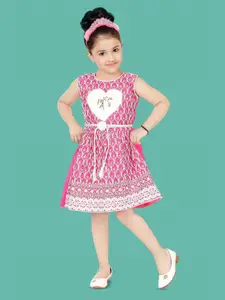 BAESD Girls Ethnic Motifs Embroidered Sleeveless Fit & Flare Dress