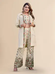 PYARI - A style for every story Embroidered Top, Shrug & Palazzo Co-Ord's
