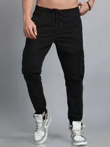Bushirt Men Flat-Front Mid-Rise Cotton Classic Slim Fit Casual Joggers Trousers
