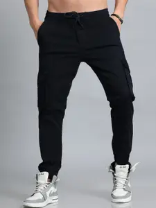 Bushirt Men Flat-Front Mid-Rise Cotton Classic Slim Fit Casual Joggers Trousers