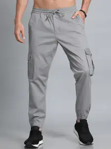Bushirt Men Flat-Front Mid-Rise Cotton Classic Slim Fit Casual Joggers Trousers