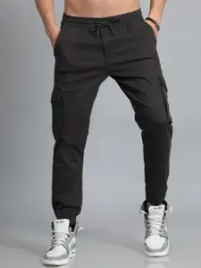 Bushirt Men Flat-Front Mid-Rise Cotton Classic Slim Fit Casual Joggers Trousers