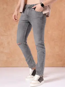 The Indian Garage Co Men Slim Fit Slash Knee Light Fade Stretchable Jeans