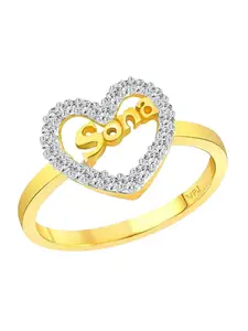 Vighnaharta Gold-Plated Cubic Zirconia-Studded Finger Ring With Rose Box
