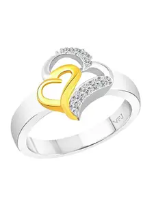 Vighnaharta Rhodium-Plated CZ-Studded Finger Ring With Rose Box