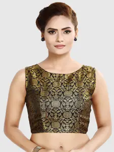 Madhu Fashion Woven Design Zari Sleeveless Saree Blouse