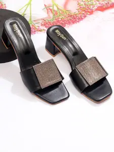 Maysun Embellished Open Toe Block Heels