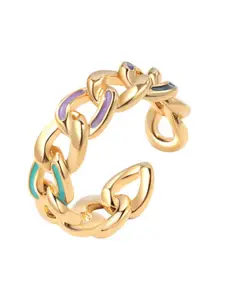 MYKI Gold-Plated CZ-Stones Studded Designer Finger Ring