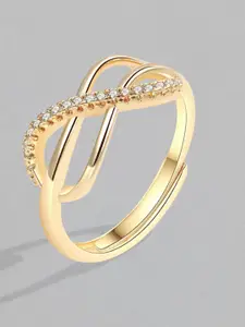 MYKI Gold-Plated CZ Studded Adjustable Finger Ring