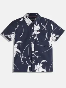 Tommy Hilfiger Boys Floral Printed Button-Down Collar Casual Shirt