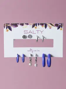 SALTY Set Of 5 Contemporary Hoop Earrings