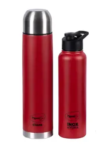 Pigeon Red & Black Set of 2 Stainless Steel Solid Double Wall Vacuum Water Bottle