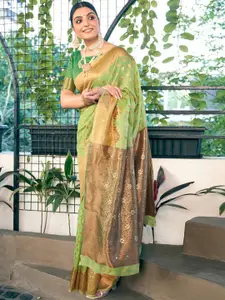 Mitera Woven Design Zari Linen Banarasi Saree