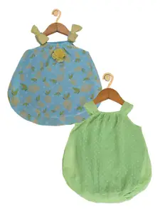 Creative Kids Creative Infant Girls Pack of 2 Printed Romper Dresses