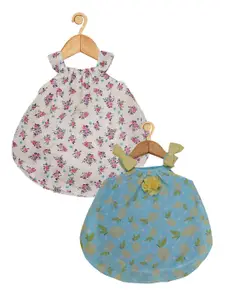 Creative Kids Infant Girls Pack of 2 Printed Shoulder Straps A-Line Dresses