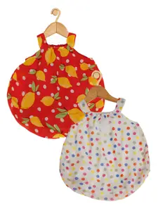 Creative Kids Infant Girls Pack of 2 Printed Shoulder Straps A-Line Dresses